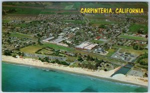 c1950s Carpinteria, CA Safest Beach Birds Eye Aerial Aero Mike Roberts PC A216