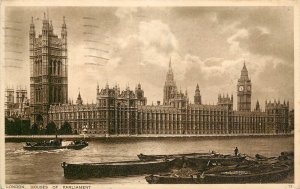 London Thames navigation & sailing Parliament coal barge paddle steamer Big Ben