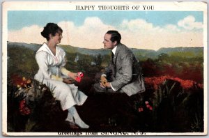 1921 Greetings From Singac New Jersey NJ Couples Dating Happy ThoughtsPostcard