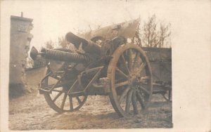 RPPC GUN IN EUROPE WW1 MILITARY REAL PHOTO POSTCARD (c. 1917)