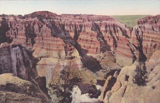 Coyote Canyon The Badlands Nat Monument South Dakota Hand Colored Albertype