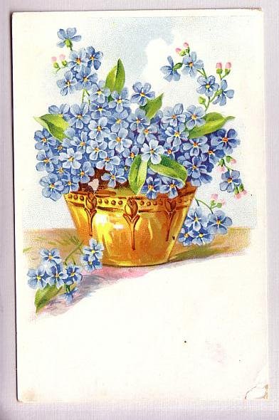 Gold Planter with Small Blue Flowers, Pub, Saxony