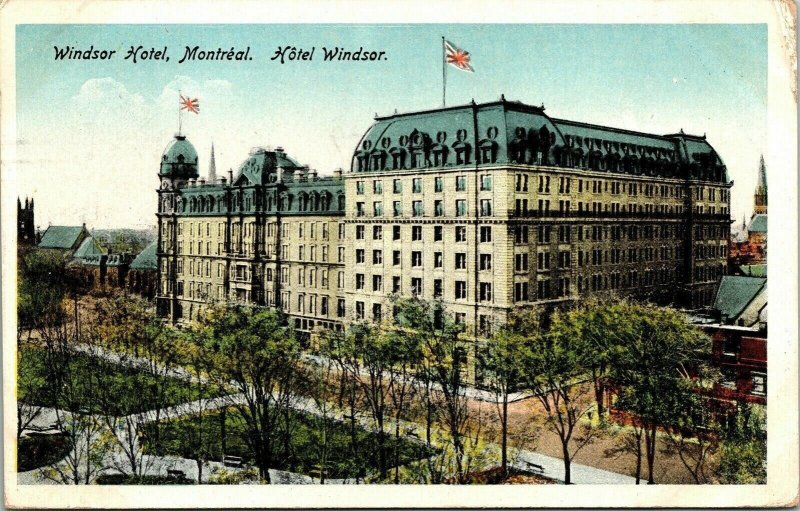 Windsor Hotel Montreal Canada Hotel PQ WB Postcard VTG PM Cancel WOB Note 