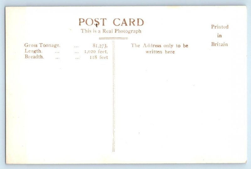 RPPC ~ R.M.S. QUEEN ELIZABETH  Art Deco FIRST CLASS VERANDAH 1930s Postcard