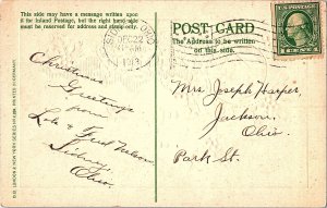 Embossed Cukoo Clock and Christmas Poem B.B. London 1913 Postcard