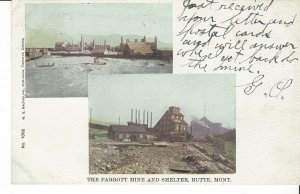 POSTCARD THE PARROTT MINE AND SMELTER BUTTE MONTANA