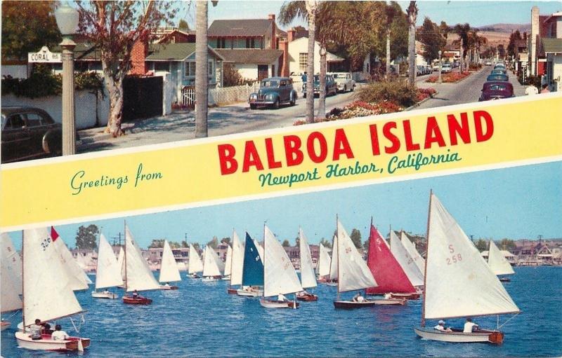 Newport California~Banner Greetings Balboa Island~1950s PC 