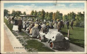 Chicago IL Fadgl Auto Miniature Amusement Park Train Lincoln Park Postcard