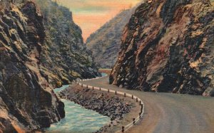 1954 Cliffs Highway Thompson Canon Estes Park Rocky Mountains, Vintage Postcard