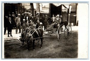 c1910's Oxen Buggy Ice Cream Parlor Minnesota MN RPPC Photo Unposted Postcard