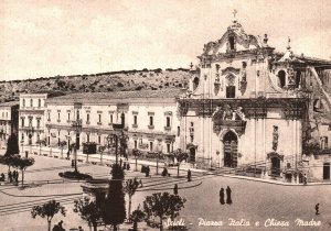 Postcard Scicli Piazza Italia e Chiesa Madre Church Parish Cathedral Italy