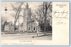 Northampton Massachusetts Postcard St. Johns Church Chapel c1905 Vintage Antique