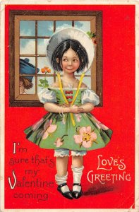J58/ Valentine's Day Love Holiday Postcard c1910 Pretty Girl Brundage149