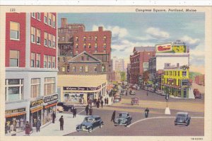 Maine Portland Congress Square Street Scene Walgreen Drug Store