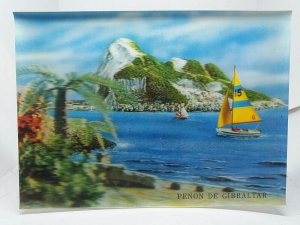 Peno de Gibralta 3D Lenticular Vintage Postcard Rock of Gibraltar 1970s