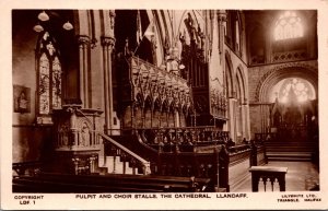 Wales Cardiff The Cathedral Pulpit and Choir Stalls