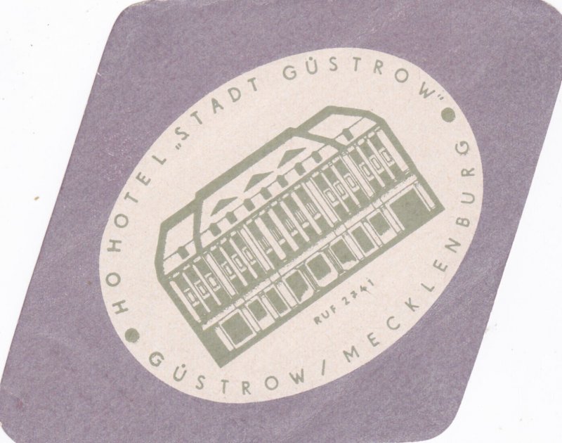 Germany Guestrow Hotel Stadt Guestrow Vintage Luggage Label sk2567