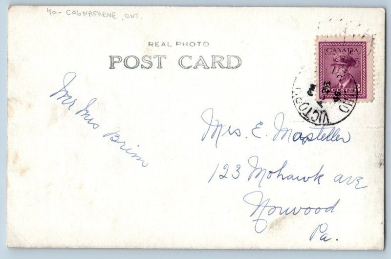 Ontario Canada Postcard The Eagles Nest Cognashene Bay c1940's RPPC Photo