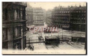 Paris Old Postcard Floods 1910 Place Rome