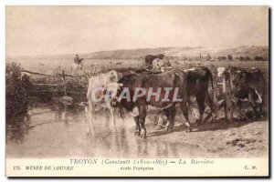 Old Postcard The barrier Troyon Paris Louvre Museum Cows