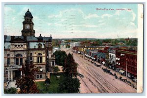 1907 Tower Clock, Bird's-Eye View Hamilton Ohio OH Posted Antique Postcard