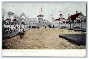 1907 View Of Lagoon And Chutes White City Chicago Illinois IL Antique Postcard 