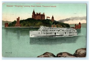 Steamer Kingston Passing Heart Island Thousand Islands Vintage Canada Postcard 