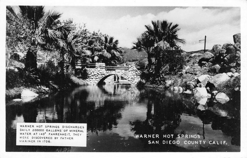 RPPC WARNER HOT SPRINGS San Diego County, California ca 1940s Vintage Postcard
