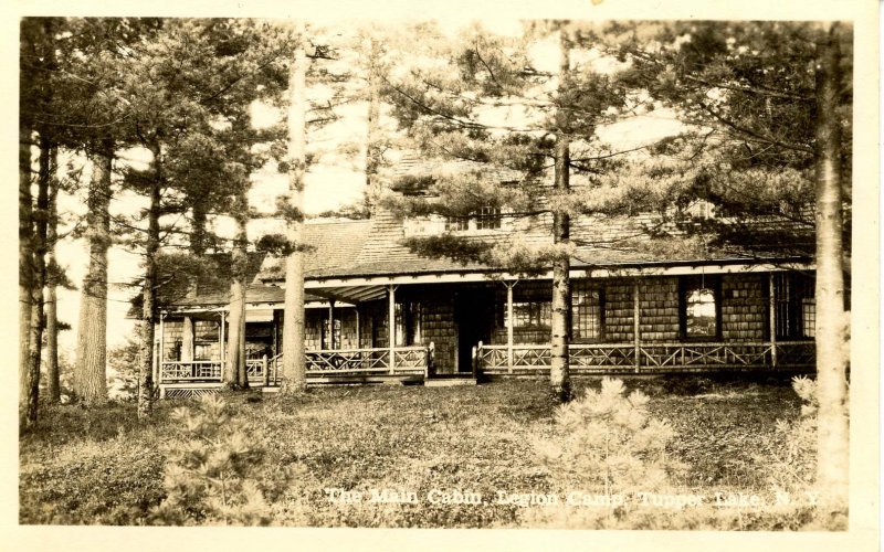 NY - Tupper Lake. Legion Camp, The Main Cabin   RPPC