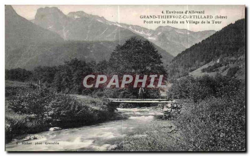 Old Postcard Envitons d Allevard Grand Thiervoz Curtillard Bridge Breda The V...