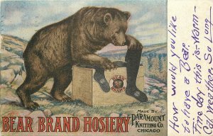 Postcard 1908 Bear brand hosiery advertising artist impression 23-8384