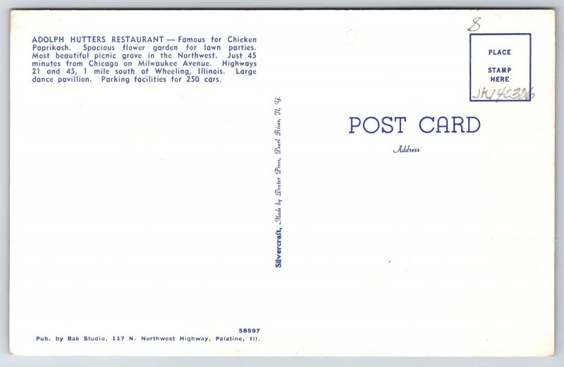 Wheeling Illinois~Adolph Hutters Restaurant & Cocktail Lounge~Roadside~1950s B&W