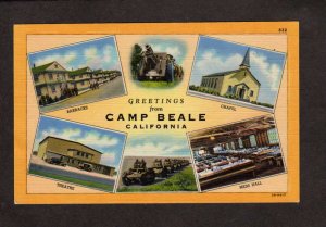 CA Greetings From Camp Beale Military US Marine Corp California Postcard Linen