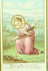 1870's Christian Soul Angel Halo Bouasse Lebel & Fils & Massin Paris Card F80