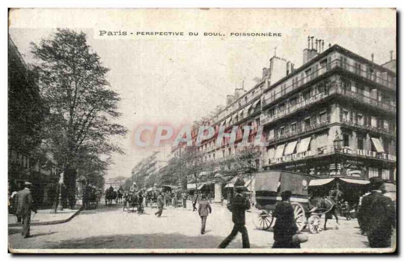 Paris Old Postcard Perspective Boulevard Poissonniere