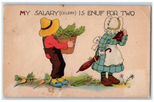 1914 Farmer Celery And Carrots Is Enuf For Two Humor Glen Rock PA Postcard