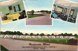 Linen Postcard Henderson Motel U.S. Route 1 in Henderson, North Carolina~136308