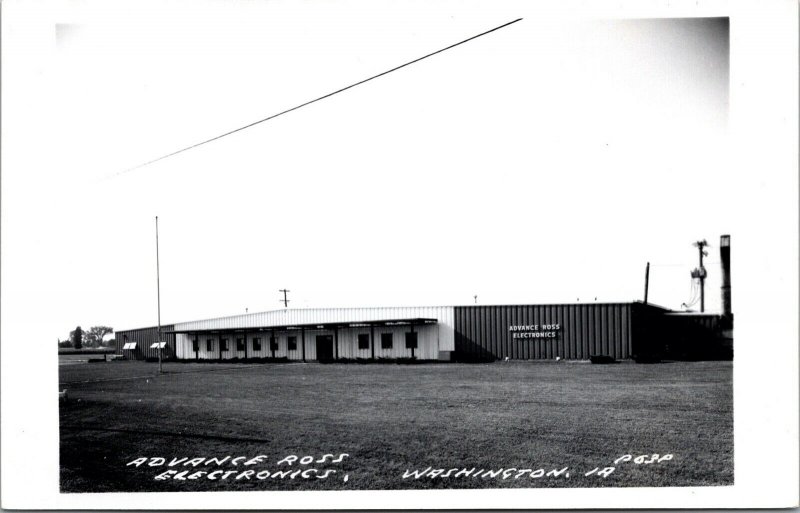 Real Photo Postcard Advance Ross Electronics in Washington, Iowa~132119