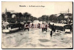 Old Postcard Marseille Prado Seen from the Tram Beach