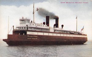 Steamer Chief Wawatan Railway Ferry Michigan 1910c postcard