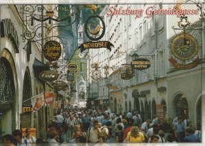 Austria Postcard - Salzburg - Getreidegasse With Old Signboards RRR154