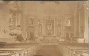 RPPC Karlstad Cathedral Interior View Real Photo Sweden Postcard V7