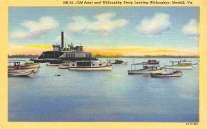 Old Point Willoughby Ferry Norfolk Virginia linen postcard