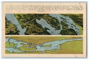 1938 Thousand Islands International Bridge Ivy Lea Ontario Canada Postcard