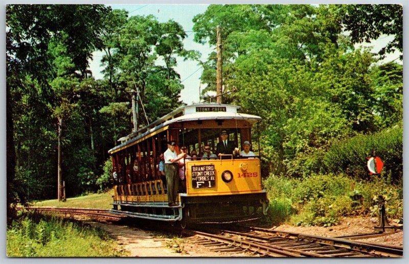 Vtg East Haven Connecticut CT Branford Trolley Museum Open Car 1425 Postcard