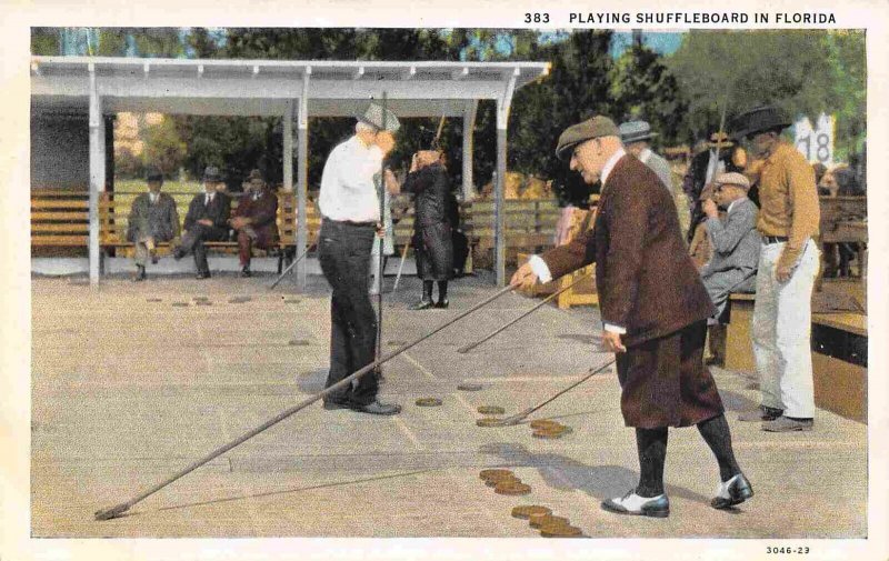 Playing Shuffleboard in Florida 1920s postcard