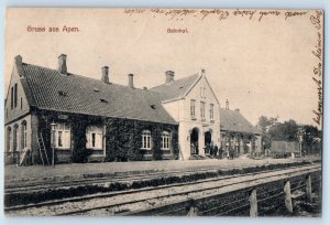 Lower Saxony Germany Postcard Greetings from Apen Railway Station c1910