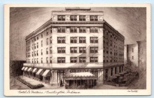 2 Postcards HUNTINGTON, IN ~ Lobby Interior HOTEL LA FONTAINE Artist Views 1940s
