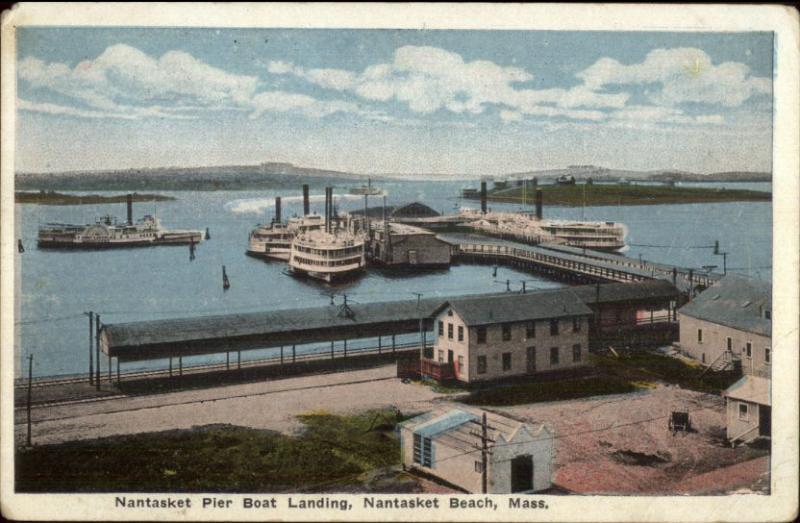 Nantasket MA Pier Boat Landing c1920 Postcard