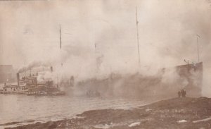 RPPC: Steamer New York at South Postland Breakwater, Or, used (61587)